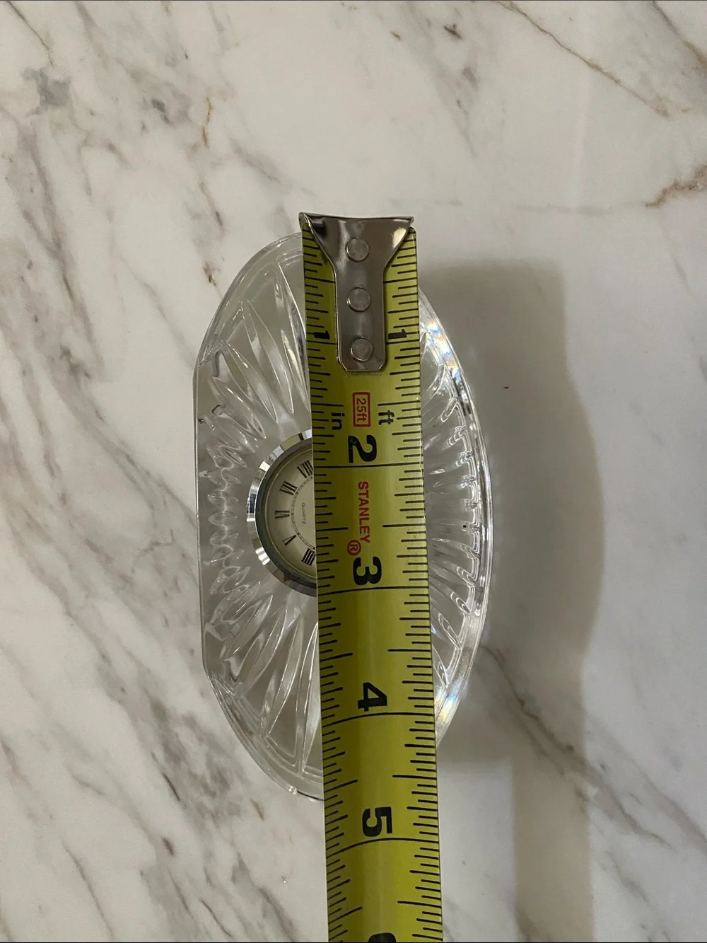 Waterford Clear Crystal Oval Desk Clock with Sunburst Cut